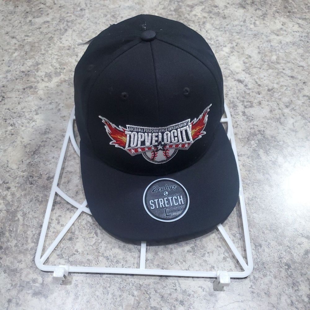 Zephyr Hat Cap Snap back Mens Fitted Large Black Cotton Sports Velocity Logo
